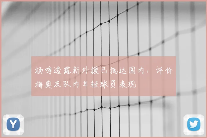 杨鸣透露新外援已抵达国内,评价梅奥及队内年轻球员表现